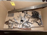 Large Box With Misc Combo Square Parts, Gages. Calipers, Compasses, Surface