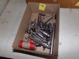 Box of Drill Chuck Keys and Counter Sinks and (2) Drill Chucks
