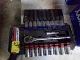 1/2 Drive Socket Wrench Set, 13-25mm and 5/8''-1'' and Metric Impact Socket