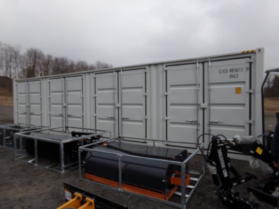 New 40' Storage Container, With 4 Double Open Side Doors and (1) Rear Dble