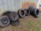 Group of Small Truck and Car Tires and Rims With (6) Large Inner Tubes (Hol