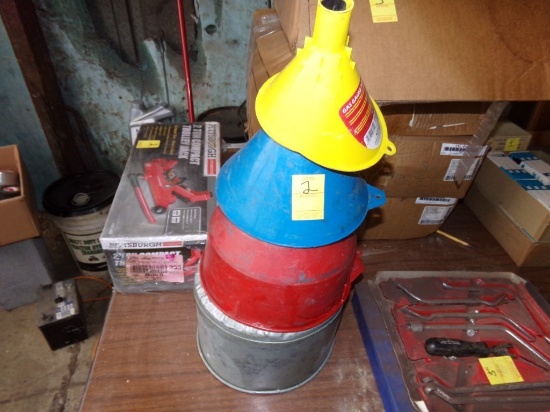 Stack of (4) Funnels, One Galvanized