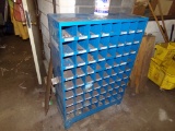 Blue Bolt Organizer, 72 Compartments with a Few Bolts and Screws, 34'' x 12