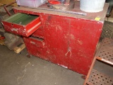 Red Rolling Shop Maintainance Cart with 3 Drawers and 2 Doors, 48'' x 22''