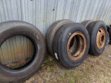 (5) Truck Tires, 11R24.5, Appear New Recapped, (4) Are on Rims