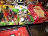 (2) Boxes and a Lowes Basket With Misc Tools, Electrical, Screw Drivers, Et