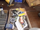 Box of Misc. Tools, Taps, Pillow Blocks, Hack Saw Parts, Fuses, etc.