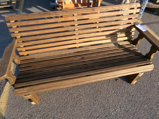 Walnut Stained Amish Made 5' Roll Back Glider Bench (4579)