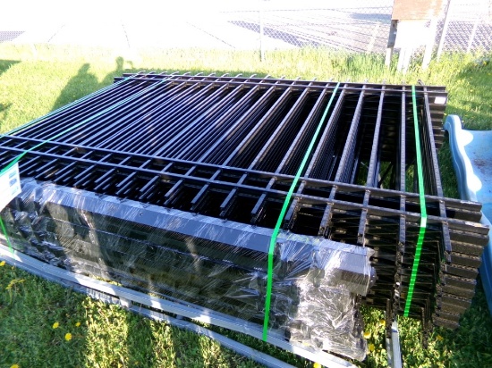 (20) Wrought Iron Style Fence Panels & Posts, New, About 10' Average Each (
