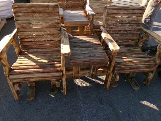 5' Double Adirondack Glider with Center Table (5034)