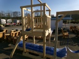 Unfinished Amish Made Swing Set, (2) Swings, Trapeze, Slide and Canopy, Dis
