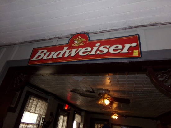 Budweiser Tin Sign Over Doorway (Pool Room)