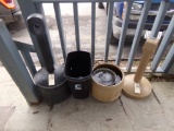 (2) Commercial Poly Ash Tray Cigarette Disposals and a Garbage Can (Front P