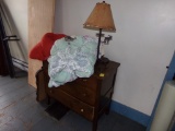 3 Drawer Dresser With Rustic Moose Lamp and Brown Night Stand (Upstairs)