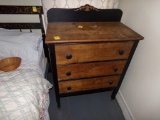 3 Drawer Wooden Dresser, Simple Design on Casters (Upstairs)