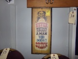 Never Trust a Man Who Doesn't Drink Sign (Wooden) (Pool Room)