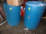 (2) Plastice Garbage Cans and a Blue Tub (Garage)