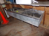 3 Bay Under Bar Stainless Sink, 2 Bays With Faucet on one End, Ice Well Bay