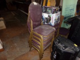 (10) Maroon and Gold Cushioned Dining Chairs, Very Dusty, Will Clean Up Tho