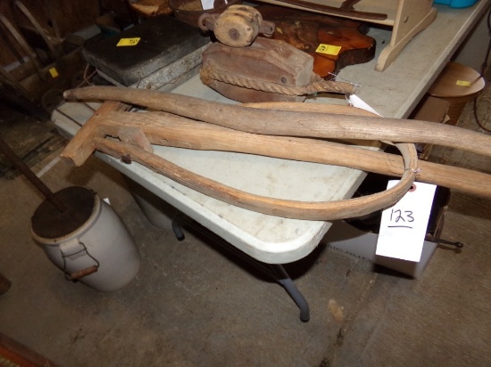 (2) Antique Wooden Harness Parts (Garage)