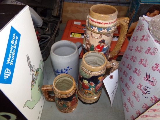 (4) Ceramic Steins,  Assorted Sizes, (1) From Japan, (1) From Germany and (