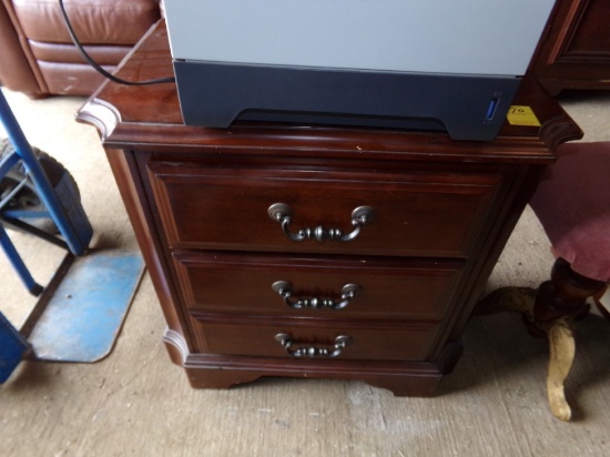 Dark Cherry Colored 3 Drawer End Table