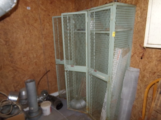 Green Steel Mesh Storage Locker in Back Corner of Garage with Contents (Gar