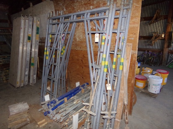 (10) Mason (6' Tall) Scaffold Sections With (4) Adjustable Casters and (2)