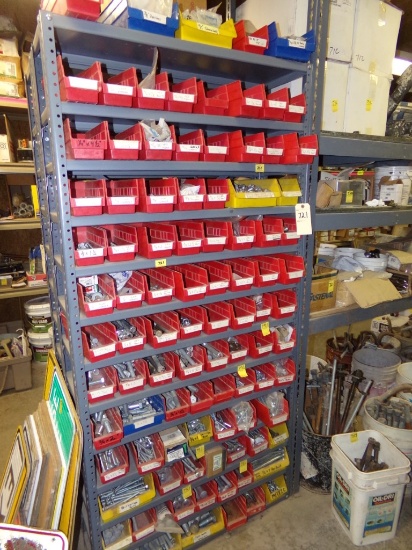 13-Tier Steel Shelf w/ Contents - Mostly Misc. Sizes Bolts, Nuts, Washers,