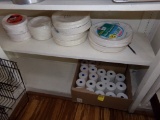 Large Group O New Paper Plates And A Box Of Receipt Rolls (Inside)