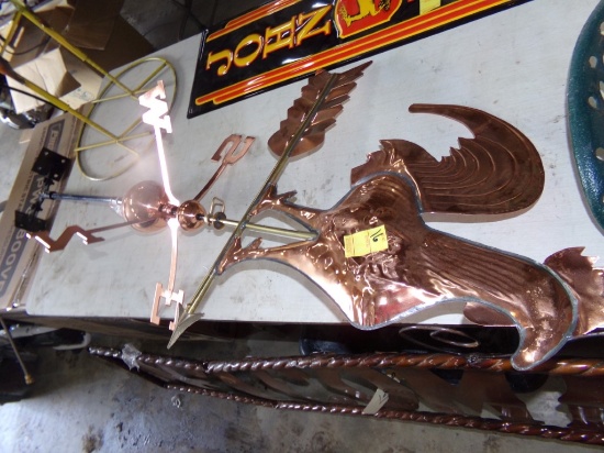New Copper Colored Rooster Weather Vane, 5' Overall Height