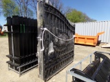 New 7' Wrought Iron Bi-Parting Gates with Elk Cut Out in Center