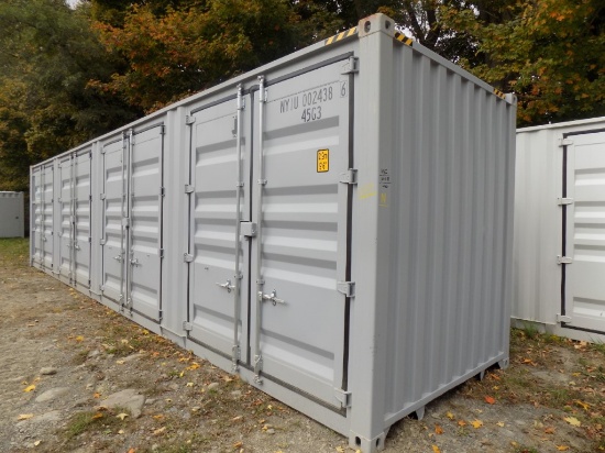 Storage Container Grey New 40' Storage/Shipping Container, Gray, 4 Side Access Doors, Swing ...