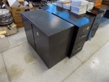 Gray 2 Door Cabinet and (2) Black 2 Drawer File Cabinets
