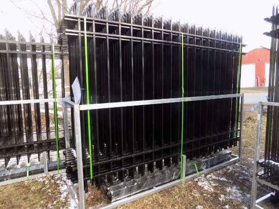 New Fen S Galvanized Steel Fence Panels, 20 Pieces, 10' x 7', Black Powder