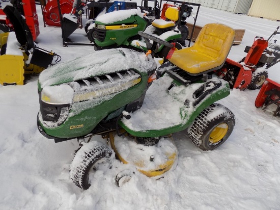 John Deere D125 Riding Mower, 20 HP, 42'' Deck, Hydro. Hour Meter Iced Over