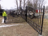 New 20' Bi-Parting Wrought Iron Gate, 2 Pieces w/Elk/Deer Cut Out In Center