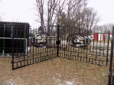 New 20' Bi-Parting Wrought Iron Gate, 2 Pieces w/Elk/Deer Cut Out In Center