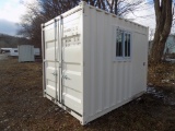 New 10'Storage Container/Office, Walk-Thru Door And Barred Window On One Si