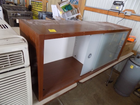 Wooden Glass Front Wall Cabinet, 50'' Long, 20'' Tall, 15'' Deep