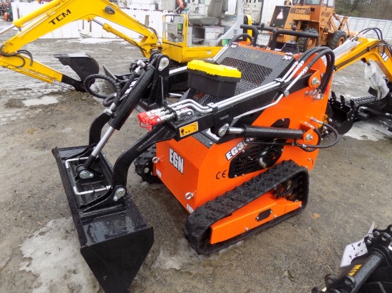 New EGN360C Mini Skid Steer Loader, High Tracks, 38'' Bucket, Orange