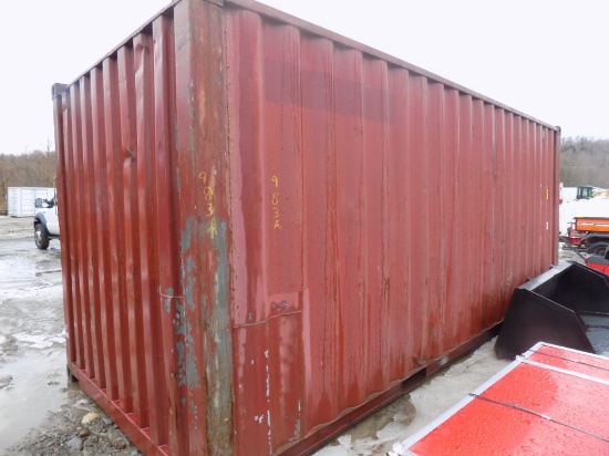 Used 20' Shipping/Storage Container, Red, Swing Out Doors On One End, Dry I