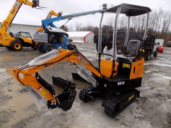New Miva VA13 Mini Excavator with Canopy, Grader Blade, 16'' Bucket, Gas En