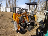 New Miva VA15 Mini Excavator, Yellow, Gas Engine, Grader Blade, Canopy, 16'
