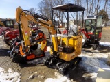 New AGT Industrial H15R Mini Excavator, Yellow, Gas Engine, Grader Blade, S
