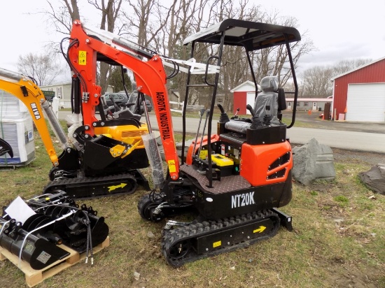 New Agrotk Industrial NT20K Mini Excavator with Canopy, Orange, Kubota Dies
