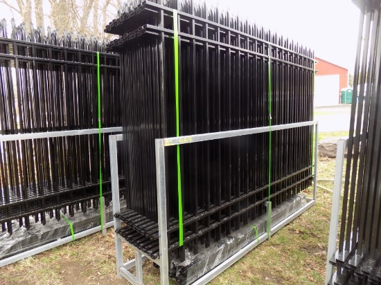 (20) Pcs. of Iron Fence Panels with Posts and Hardware, 10' Long x 7' Tall,