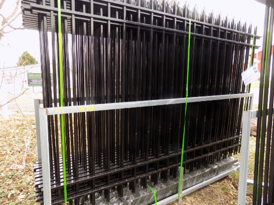 (20) Pcs. of Iron Fence Panels with Posts and Hardware, 10' Long x 7' Tall,