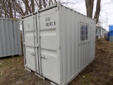New 12' Storage/Shipping Container with Barred Window and Walk Thru Door on