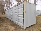 New 40' Gray Storage/Shipping Container with 4 Side Access Doors and Swing